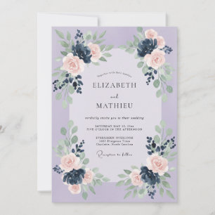Convites Casamento Romântico Floral de Lavanda