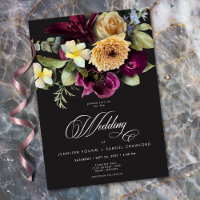 Casamento Romântico Floral Escuro Burgundy Sombrio