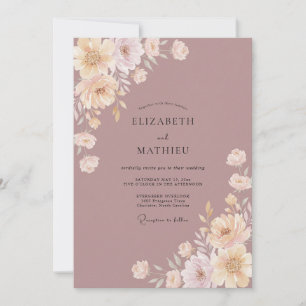 Convites Casamento Romântico Floral Macio Bege