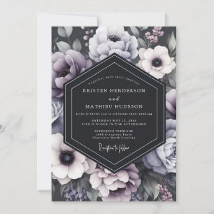 Convites Casamento Romântico Floral Malva Sombrio