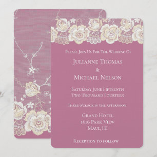 Convites Casamento Romântico Floral Romântico com rendas br