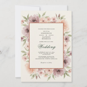 Convites Casamento Romântico Floral Rosa