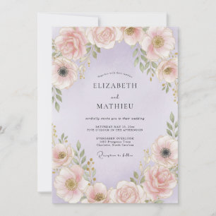 Convites Casamento Romântico Floral Rosa Pálido