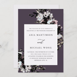 Convites Casamento Romântico Floral Roxo Elegante