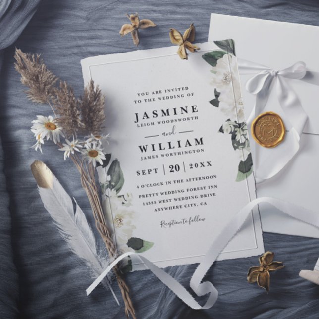 Convites Casamento Romântico Floral Rústico Elegante Chic (Criador carregado)