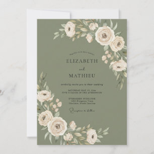 Convites Casamento Romântico Floral Salvia