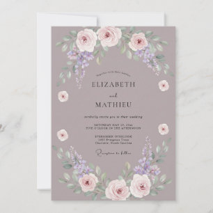 Convites Casamento Romântico Floral Suave Malva