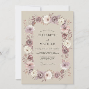 Convites Casamento Romântico Floral Sutil Bege