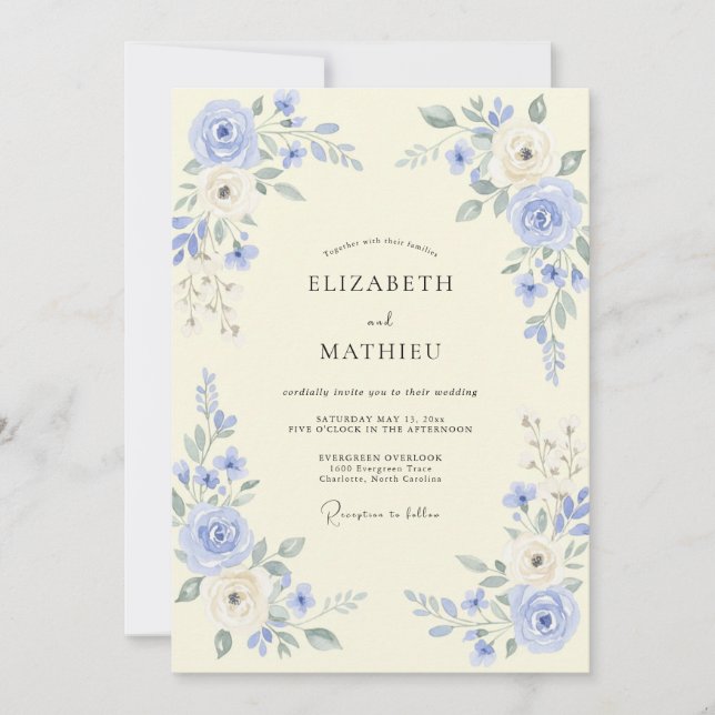Convites Casamento Romântico Floral Vinca (Frente)
