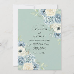 Convites Casamento Romântico Florescer Slate