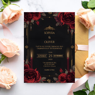 Convites Casamento Romântico Gótico Elegante