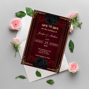 Convites Casamento Romântico Gótico Elegante - Salve a Data