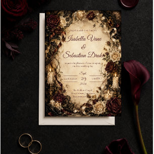 Convites Casamento Romântico Gótico Rosa