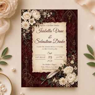 Convites Casamento Romântico Gótico Vintage