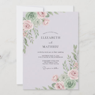 Convites Casamento Romântico Lilás Pálido Delicado