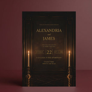 Convites Casamento Romântico Luxuoso com Luz de Velas
