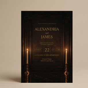 Convites Casamento Romântico Luxuoso com Luz de Velas