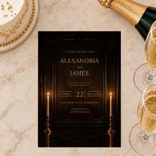 Convites Casamento Romântico Luxuoso com Luz de Velas