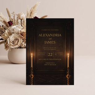 Convites Casamento Romântico Luxuoso com Luz de Velas