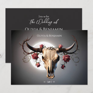 Convites Casamento Romântico Medieval do Crânio de Vaca
