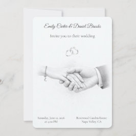 Convites Casamento Romântico Minimalista de Braços Dados