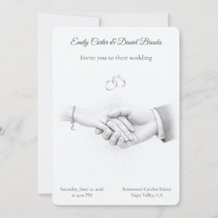 Convites Casamento Romântico Minimalista de Braços Dados