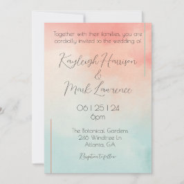 Convites Casamento Romântico Minimalista Peach Pastel