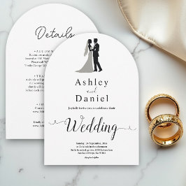 Convites Casamento Romântico Mínimo Elegante Preto E Branco