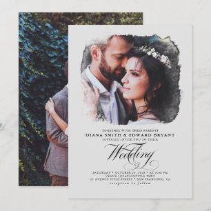 Convites Casamento Romântico Moderno Elegante de Duas Foto