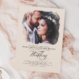 Convites Casamento Romântico Moderno Elegante Elegante Ecru