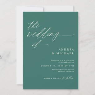 Convites Casamento Romântico Moderno Esmeralda Verde