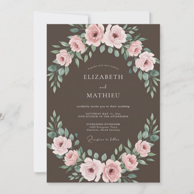 Convites Casamento Romântico na Natureza com Mocha (Frente)