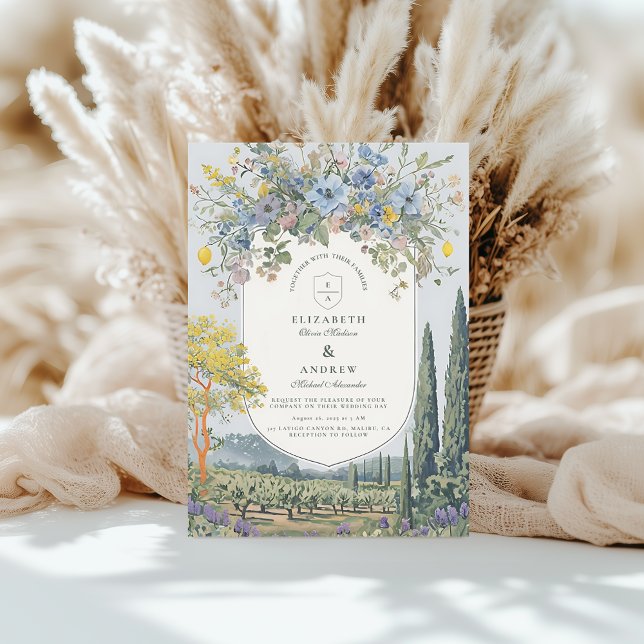 Convites Casamento Romântico no Campo com Flores Silvestres (Criador carregado)