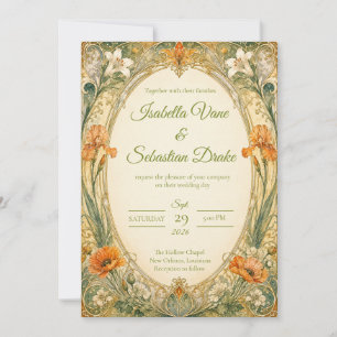 Convites Casamento Romântico no Jardim com Arte Nova Radian