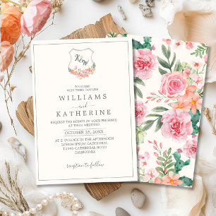 Convites Casamento romântico no jardim com floral primaveri