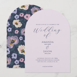 Convites Casamento romântico no jardim com flores azuis e r
