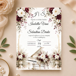 Convites Casamento Romântico no Jardim de Piano Luxuoso