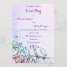 Casamento romântico personalizado de pombas branca