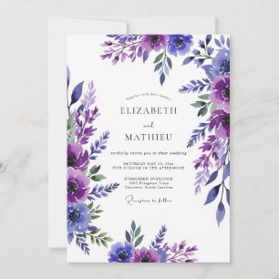 Convites Casamento Romântico Pintado de Roxo