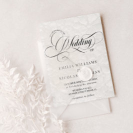 Convites Casamento Romântico Preto e Branco Tudo em Um