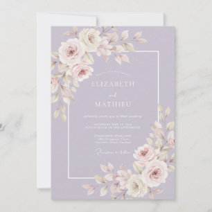 Convites Casamento Romântico Refinado de Lavanda