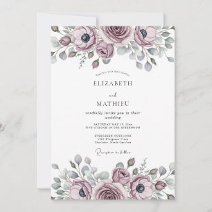 Convites Casamento Romântico Refined Mauve