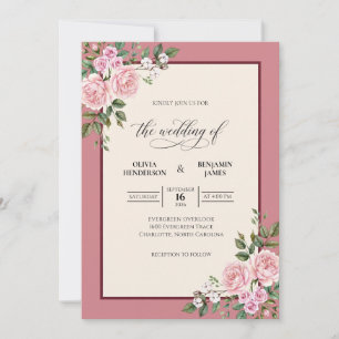 Convites Casamento Romântico Rosa Malva