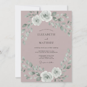 Convites Casamento Romântico Rosa Prateada Malva