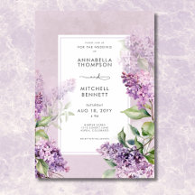Casamento Romântico Roxo e Sage Lilacs Moderno