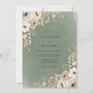Convites Casamento Romântico Sage Bloom