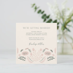 Convites Casamento Romântico Scandi Folk Flores Pink Sage