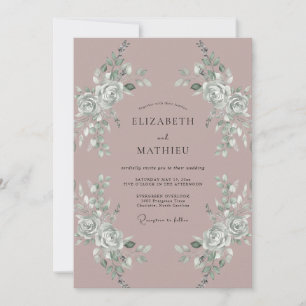 Convites Casamento Romântico Sofisticado com Tons de Malva