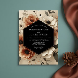 Convites Casamento Romântico Terroso Floral Siena
