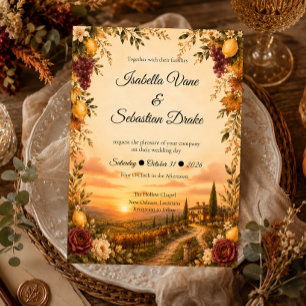Convites Casamento Romântico Toscano